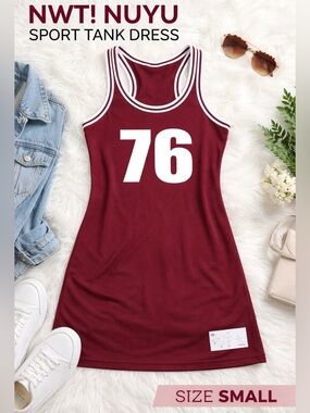 Maroon '76' Sleeveless Jersey Dress